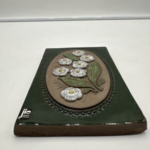 1960 Jie Gantofta wall plaque white forget me not flowers Sweden vintage #749